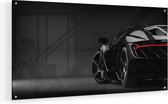 Artaza Glasschilderij - Zwarte Sportwagen Auto - 80x40 - Plexiglas Schilderij - Foto op Glas