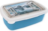 Corbeille à pain Blauw - Lunch box - Boîte à pain - Transparente - Berg - Water - 18x12x6 cm - Enfants - Garçon