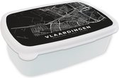 Broodtrommel Wit - Lunchbox - Brooddoos - Kaart - Vlaardingen - Zwart - 18x12x6 cm - Volwassenen