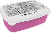 Broodtrommel Roze - Lunchbox - Brooddoos - Kaart - Eindhoven - Nederland - 18x12x6 cm - Kinderen - Meisje
