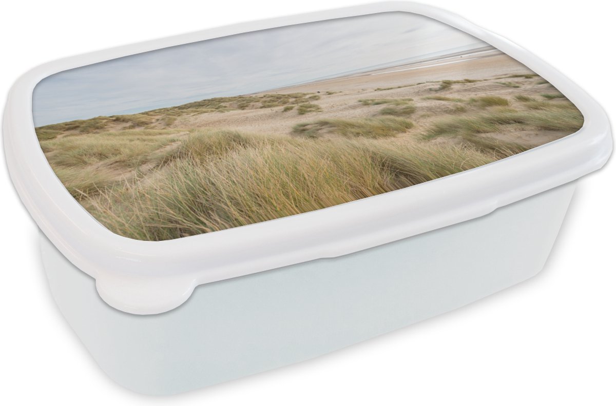 Broodtrommel Wit - Lunchbox - Brooddoos - Duinen - Strand - Engeland - 18x12x6 cm - Volwassenen
