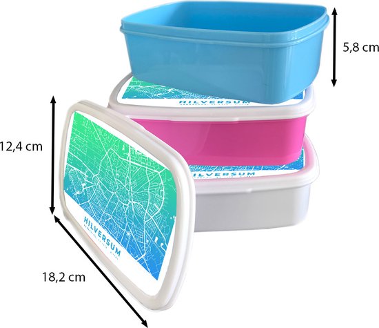 Boîte à pain Wit - Boîte à lunch - Boîte à pain - Plan de la ville - Hilversum - Vert - Blauw - 18x12x6 cm - Adultes