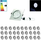 ECD Germany 30er Pack LED Inbouwspot 5W 230V 358 Lumen Koud Wit 6000K - Hoekig - Dimbaar - Draaibaar 30° - IP44 - Inbouwarmatuur Inbouwspot Plafondlamp Plafondspot Inbouwspot