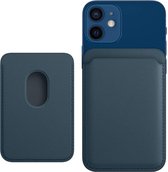 Case2go - Pasjeshouder geschikt voor iPhones en Apple magnetische ring & oplaadfunctie - Magnetische Kaarthouder - Donker Blauw