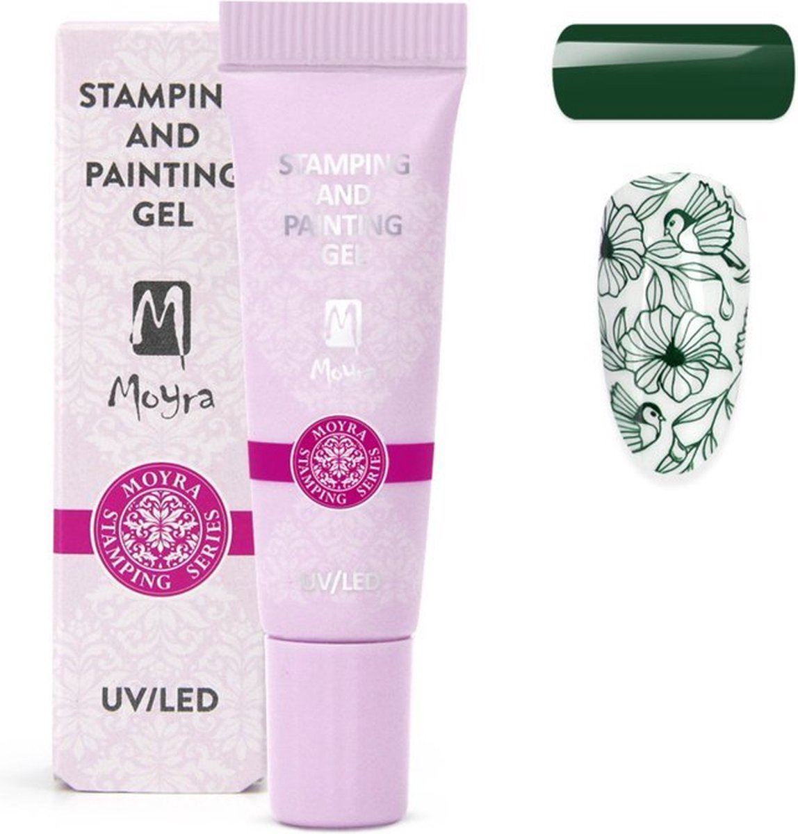 Moyra Stamping and Painting Gel - Nagels - Nagellak - Hoog gepigmenteerde gel - Hand painting technieken - Creëert fijne lijnen en krullen - No. 18 Donker groen