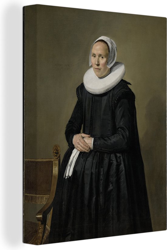 Canvas Schilderij Portret van Feyna van Steenkiste - Frans Hals - 90x120 cm - Wanddecoratie