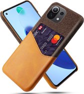 Xiaomi 11 Lite 5G NE Hoesje - Mobigear - Fabric Serie - Hard Kunststof Backcover - Bruin - Hoesje Geschikt Voor Xiaomi 11 Lite 5G NE