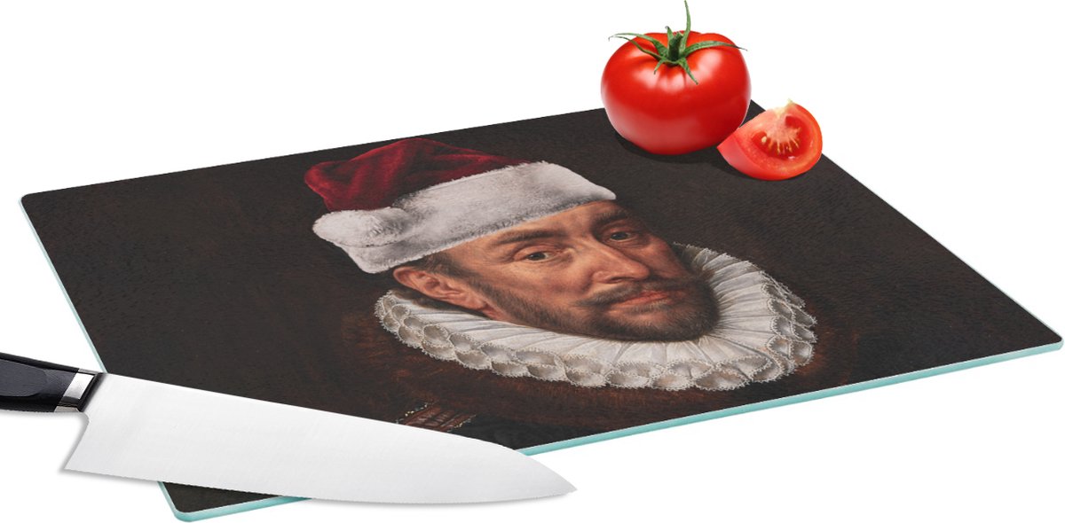 Glazen Snijplank - 39x28 - Willem van Oranje - Adriaen Thomasz - Kerst - Snijplanken Glas