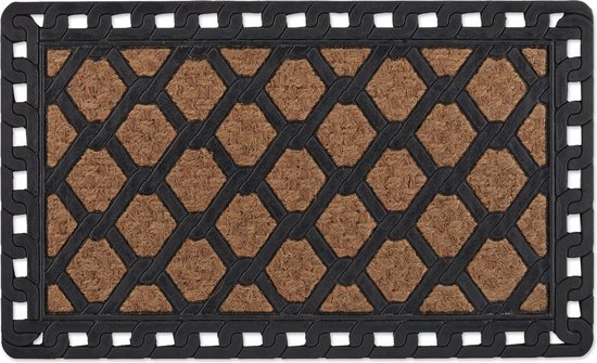 Relaxdays deurmat patroon - kokosmat rubber - mat voordeur - 45 x 75 cm - antislip voetmat