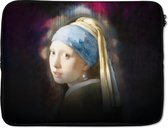 Housse pour ordinateur portable 17 pouces - Fille à la perle - Vermeer - Brume - Housse pour ordinateur portable