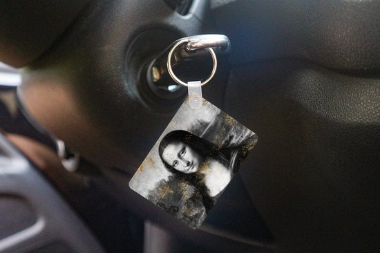Porte-clés - Mona Lisa - Leonardo de Vinci - Zwart - Wit - Or - Plastique