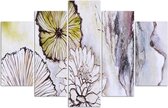 Trend24 - Canvas Schilderij - Flowers - Vijfluik - Abstract - 200x100x2 cm - Beige
