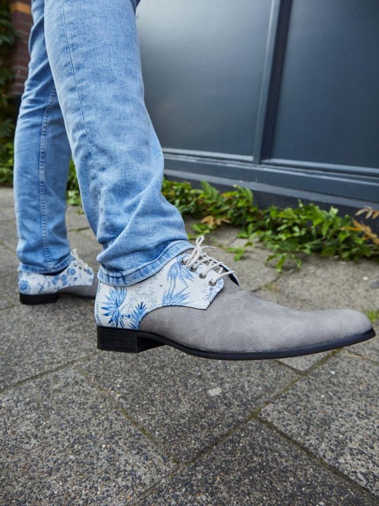 Delft Blue - Maat 42 - Lureaux - Kleurrijke Schoenen Voor Heren -  Veterschoenen Met Print | Bestel nu!