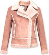 Z DESIGN Bikerjack Ladies Suede - Lammy Coat - Pink Coats Ladies Ladies Coat Taille XS