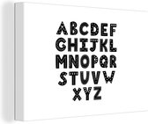 Canvas Schilderij Illustratie alfabet in zwarte letters - 30x20 cm - Wanddecoratie