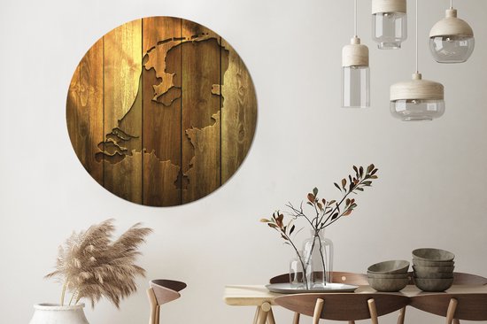 Carte en bois des Nederland Assiette en plastique cercle mural - ⌀ 120 cm - peinture ronde - impression photo sur cercle mural en plastique (forex) / cercle vivant / (décoration murale)