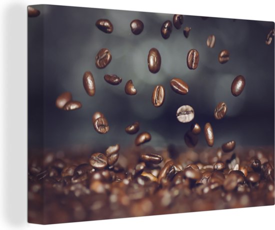 Tableau sur toile Chute de grains de café - 120x80 cm - Décoration murale