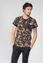 DEELUXE T-shirt met bladeren BRENNAN Charcoal