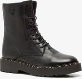 TwoDay leren dames veterboots - Zwart - Maat 39