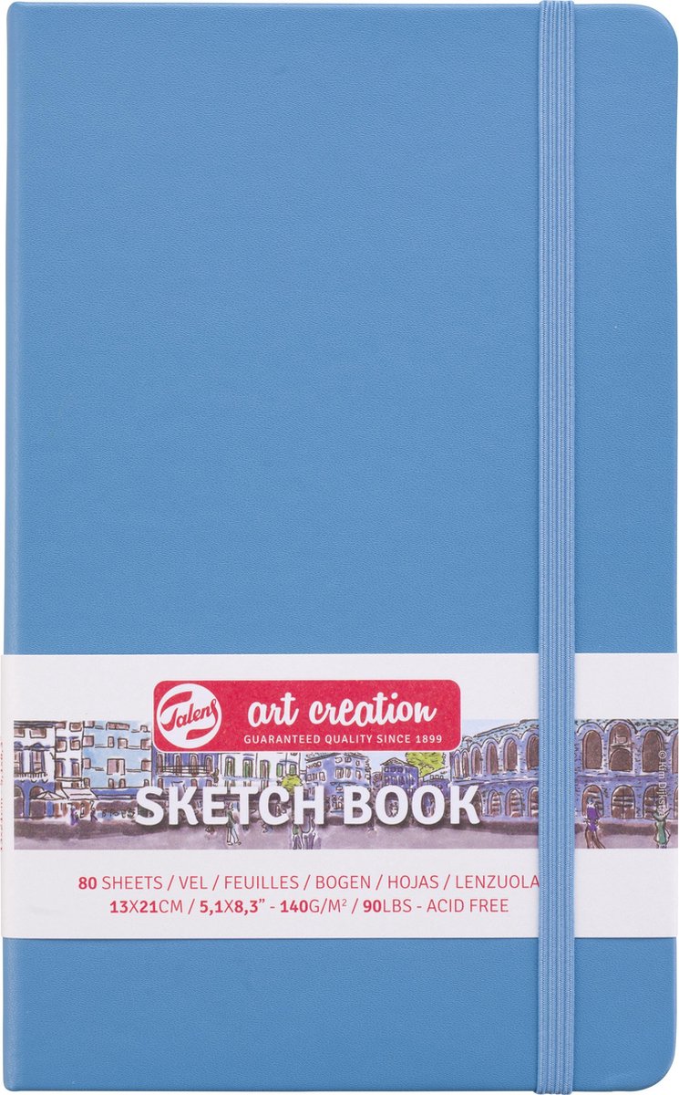Schetsboek – Tekenboek – Harde kaft – Met Elastiek – Lake Blue – 13x21cm – 140gr – 80 blz – Talens