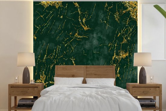 Papier peint - Papiers Papier peint photo Marbre - Emeraude - Or - Largeur 220 cm x Hauteur 220 cm