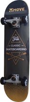 skateboard True 78 x 19 cm hout zwart/goud