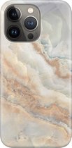 Apple iPhone 13 Pro Telefoonhoesje - Premium Hardcase Hoesje - Dun en stevig plastic - Met Marmerprint - Marmer - Goud
