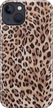 Apple iPhone 13 Telefoonhoesje - Premium Hardcase Hoesje - Dun en stevig plastic - Met Dierenprint - Luipaard Patroon - Bruin