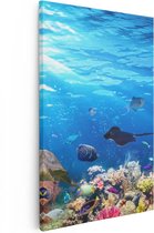 Artaza - Peinture sur toile - Pêche avec récif de corail Water l'eau - 20x30 - Klein - Photo sur toile - Impression sur toile