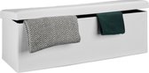 zitbank met opbergruimte - linnen - 140 liter - 38x114x38 cm - halbank - wit