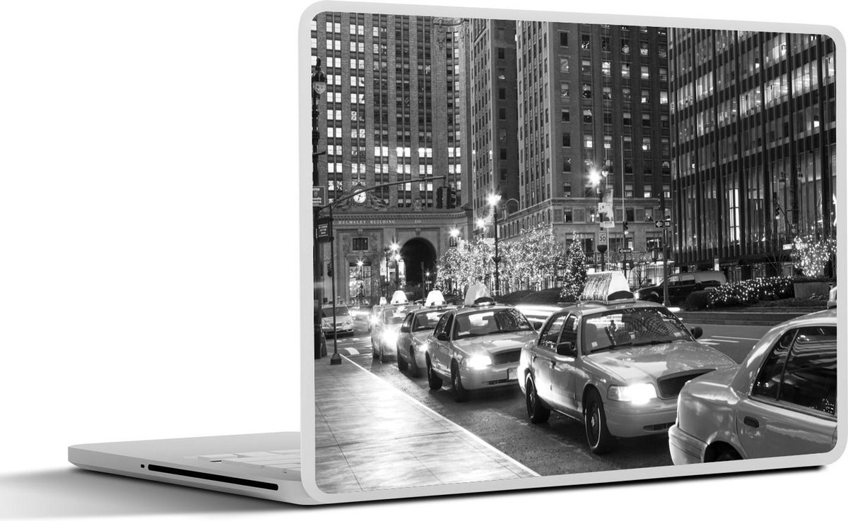 Afbeelding van product SleevesAndCases  Laptop sticker - 10.1 inch - New York - Taxi - Zwart - Wit