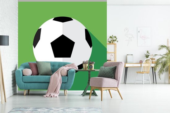 Papier peint photo vinyle - Une illustration d'un ballon de football sur fond vert largeur 350 cm x hauteur 350 cm - Tirage photo sur papier peint (disponible en 7 tailles)