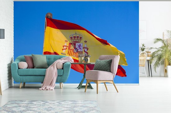 Papier peint photo en vinyle - Le drapeau national de l'Espagne largeur 330 cm x hauteur 220 cm - Tirage photo sur papier peint (disponible en 7 tailles)