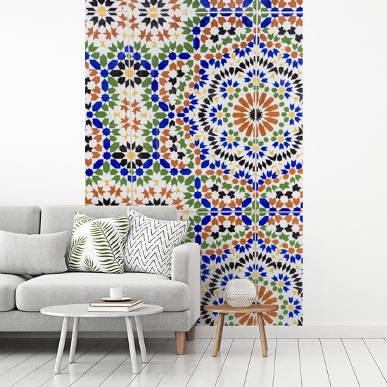 Papier peint - Papier peint photo peint Un détail de mosaïque avec de nombreuses formes différentes - Largeur 170 cm x hauteur 260 cm