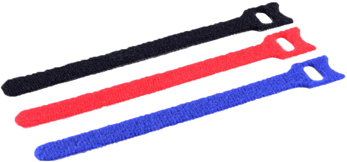 Klittenband kabelbinders 145 x 11mm / diverse kleuren (12 stuks)