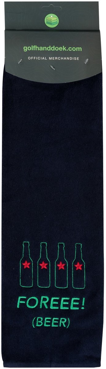 Nova Golf 'Foreee (Beer)' Golfhanddoek - Blauw Groen