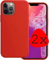 iPhone 13 Pro Max Hoesje Silicone Case - iPhone 13 Pro Max Case Rood Siliconen Hoes - iPhone 13 Pro Max Hoes Cover - Rood - 2 Stuks