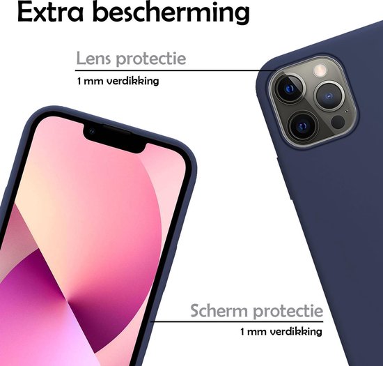 Hoesje - 2 Stuks - Geschikt voor Apple iPhone 13 Pro Max - Sterk & Shockproof - Case Siliconen - Back Cover - Telefoon Hoes - Telefoonhoesjes - Donkerblauw