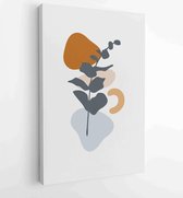 Canvas schilderij - Botanical wall art vector set. Earth tone boho foliage line art drawing with abstract shape. 1 -    – 1843215850 - 50*40 Vertical