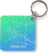 Sleutelhanger - Uitdeelcadeautjes - Stadskaart - Roeselare - België - Blauw - Plastic