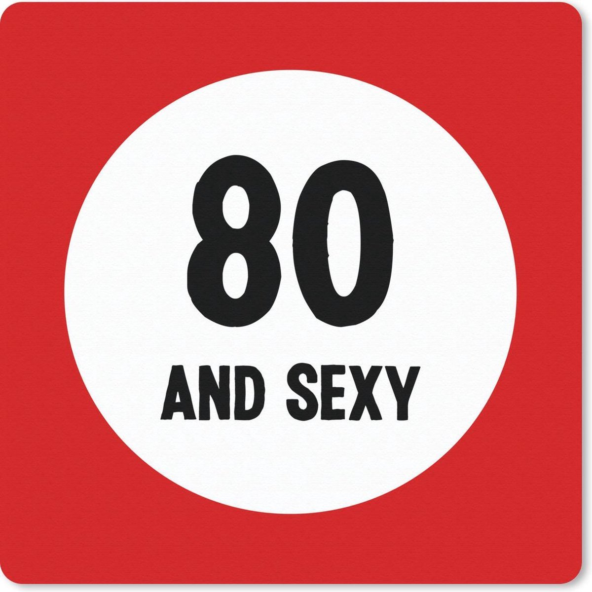 Muismat 30x30 cm - Mousepad Verjaardag - 80 Jaar - Rood - Muismatten