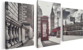 Artaza Canvas Schilderij Drieluik Rode Telefooncel in Londen bij de Big Ben - 120x60 - Foto Op Canvas - Canvas Print
