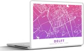 Laptop sticker - 15.6 inch - Stadskaart - Delft - Nederland - Paars - 36x27,5cm - Laptopstickers - Laptop skin - Cover