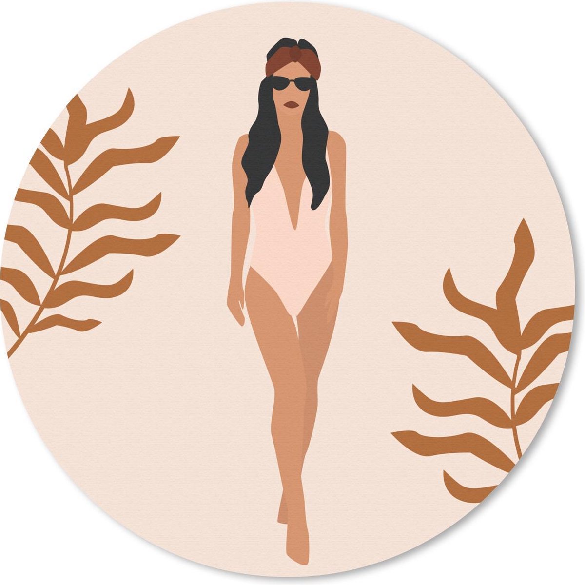 Muismat rond 50x50 cm - Mousepad Zomer - Badpak - Bladeren - Ronde muismatten