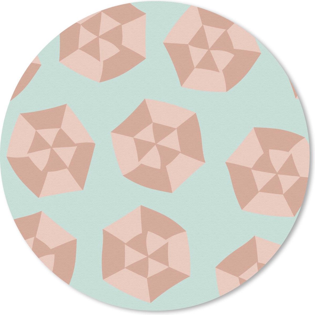 Muismat rond 40x40 cm - Mousepad Zomer - Parasols - Blauw - Ronde muismatten