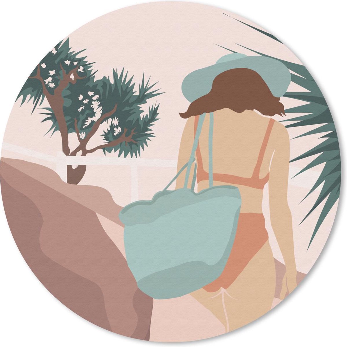 Muismat rond 50x50 cm - Mousepad Zomer - Vrouw - Kleding - Ronde muismatten