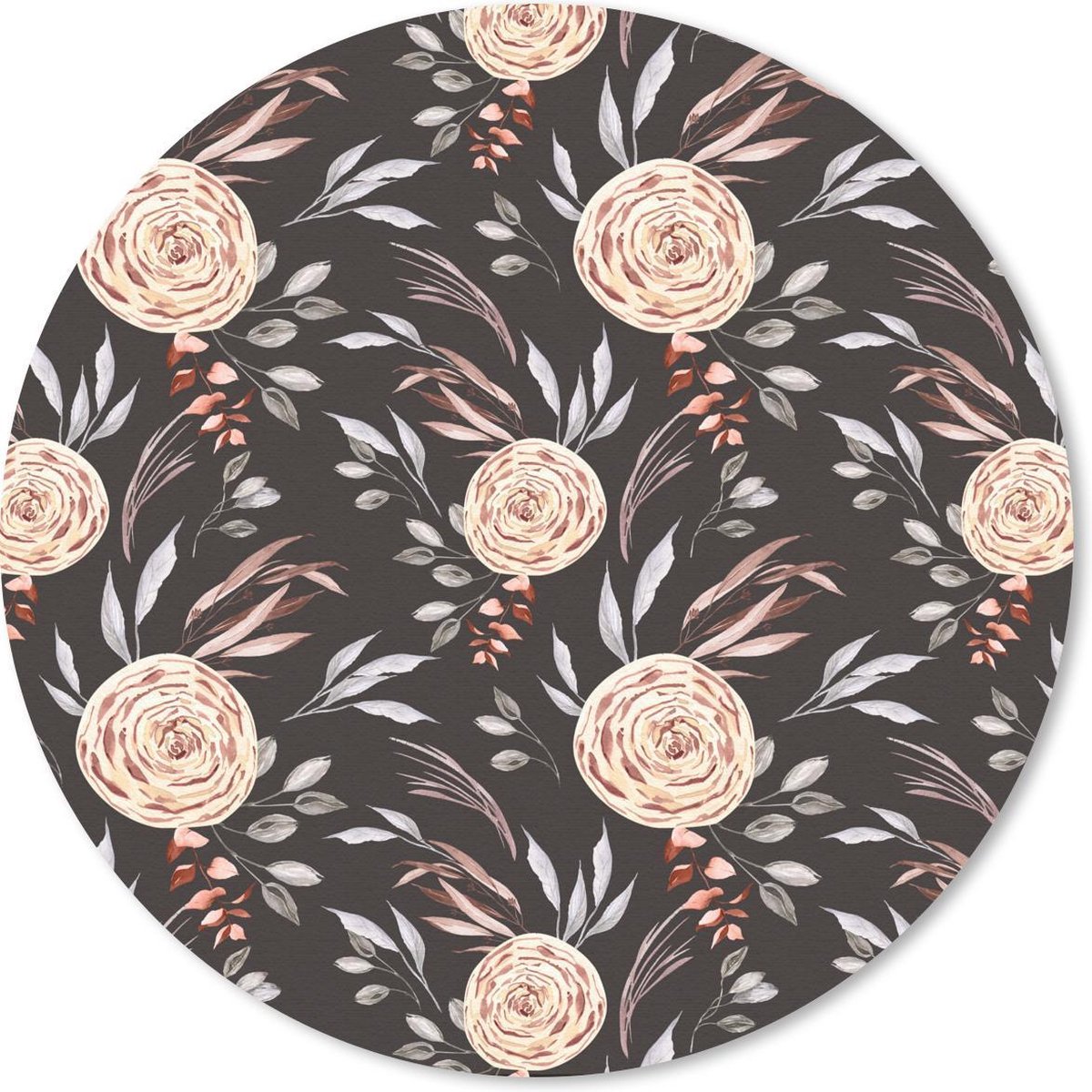Muismat rond 40x40 cm - Mousepad Rozen - Bruin - Patronen - Ronde muismatten