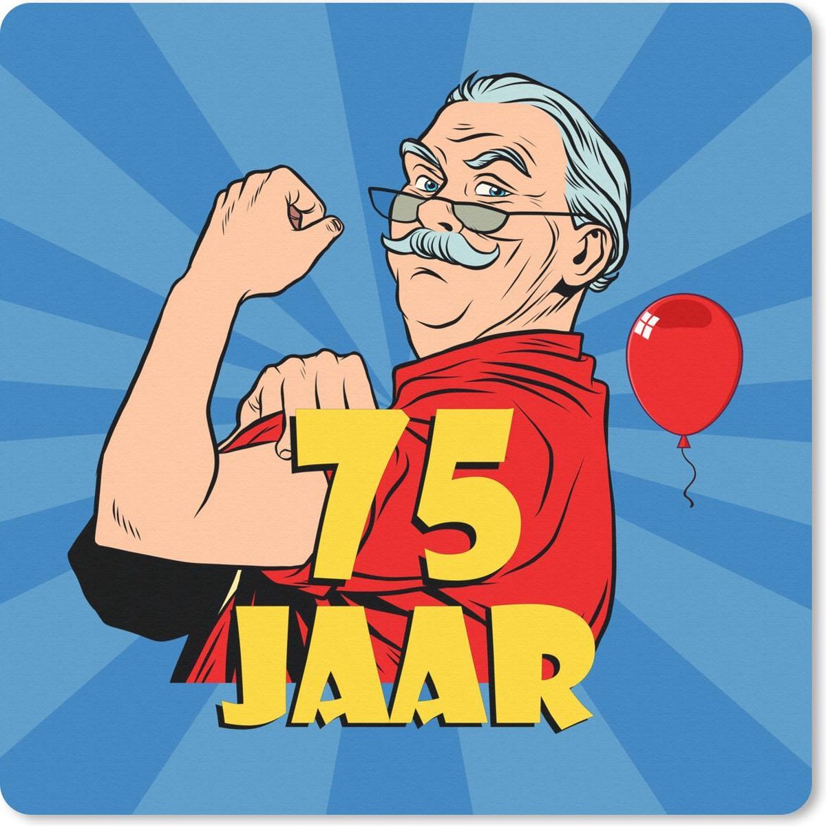 Muismat 20x20 cm - Mousepad Verjaardag - Man - 75 Jaar - Muismatten