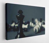Canvas schilderij - Kick chess piece standing  -     131616 - 50*40 Horizontal