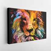 Canvas schilderij - Animal Paint series. Lion's form in colorful paint on subject of imagination, creativity and abstract art.  -     1714135918 - 115*75 Horizontal